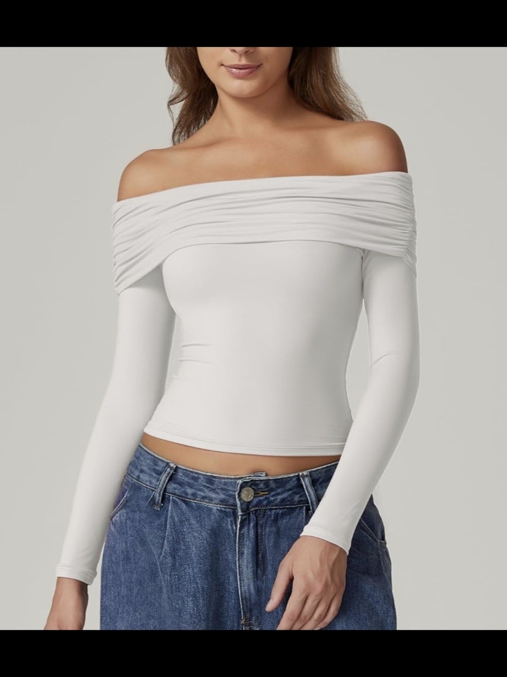 QINSEN Off Shoulder Slim Fit Top #1304